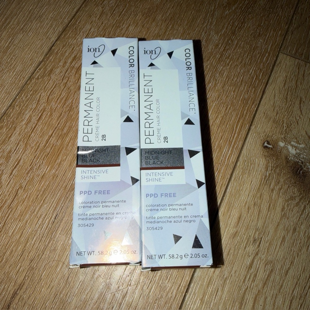 Ion Color‎ Brilliance Permanent Crème Hair Color Midnight Blue Black 2B Lot Of 2
